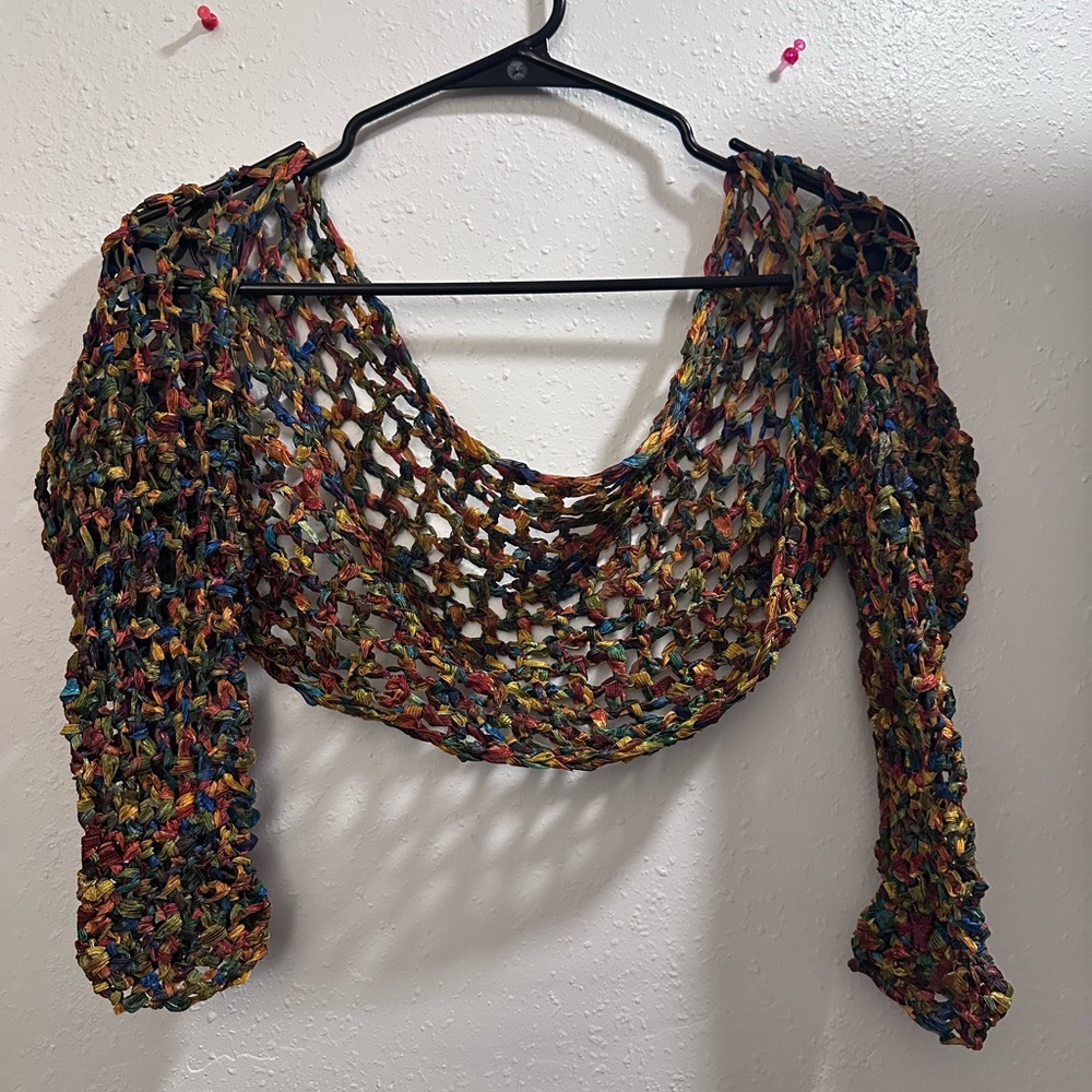 Colorful Open-Knit Women's Cardigan